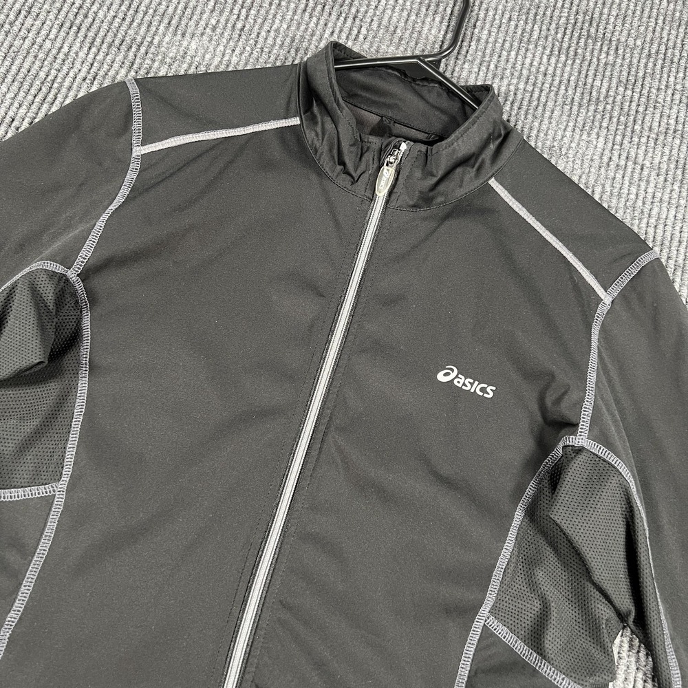 ASICS Jacket Womens Medium‎ Black Running Full Zip Reflective Athletic Active
